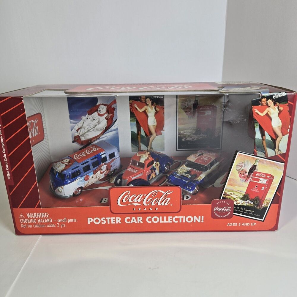 Johnny Lightening Coca-cola Poster Car Collection 2003 3 Car Set 1:64 Scale NIB